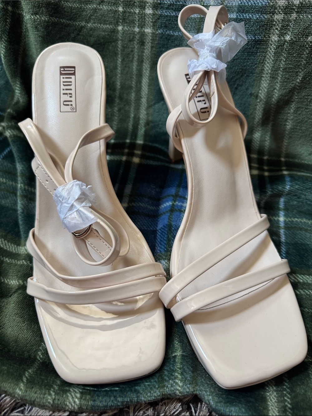 Didifu Cream Strappy Square-Toe Heeled Sandals-tan cream